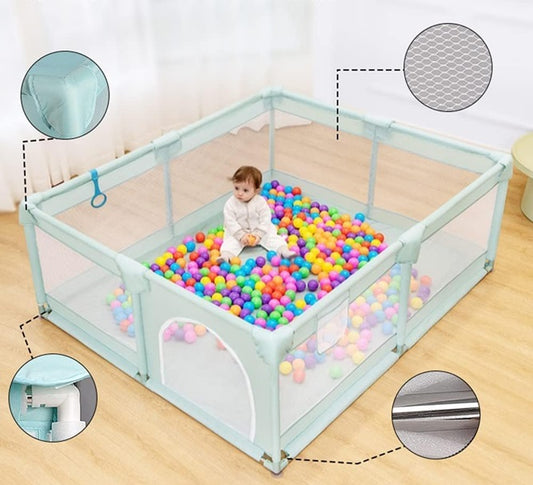 Curvear Baby Playpen, Large Play yard, Indoor & Outdoor Kids Activity Center with Anti-Slip Base, Sturdy Safety Play Yard with Breathable Mesh, Kid's Fence for Infants Toddlers .