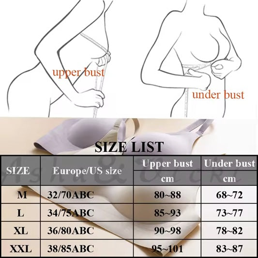 Curvear New Style fixed Cup Soft Support Letter No Steel Ring Jelly Silicone Women Underwear Gathering Comfortable Adjustable Woman bra.