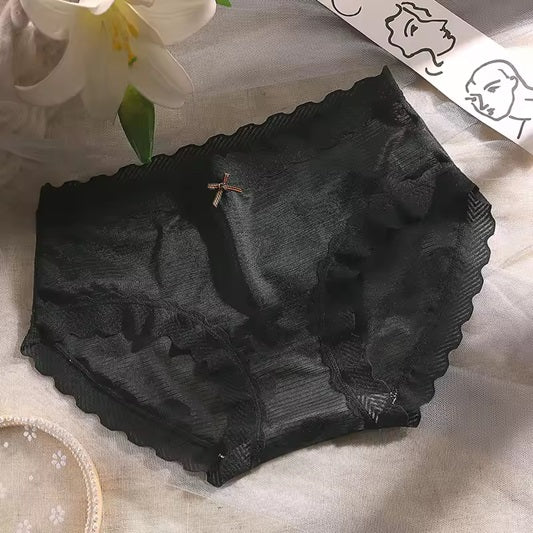 Curvear Sexy Lace Japanese Sweet Women Panties Mid Waist Avocado Color Sexy Lace Women Underwear Breathable Female Briefs. 2 set