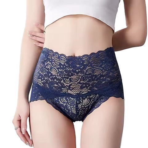 Curvear M-3XL High Waist Culotte Femmes Plus Size Underwear Women Seamless Transparent Lace Pink Sheer Big Girl Panties. 2 piece