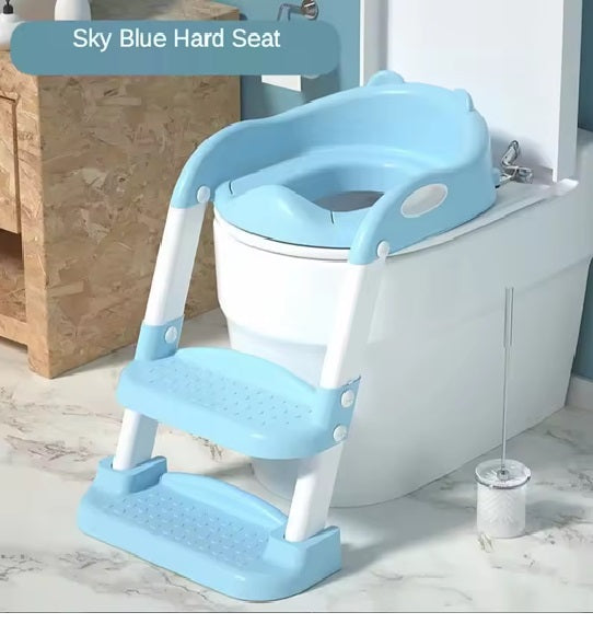 Curvear Potty Seat Urinal for Baby Kids Toilet Training with Adjustable Ladder, Folding Safety Step Stool Chair.