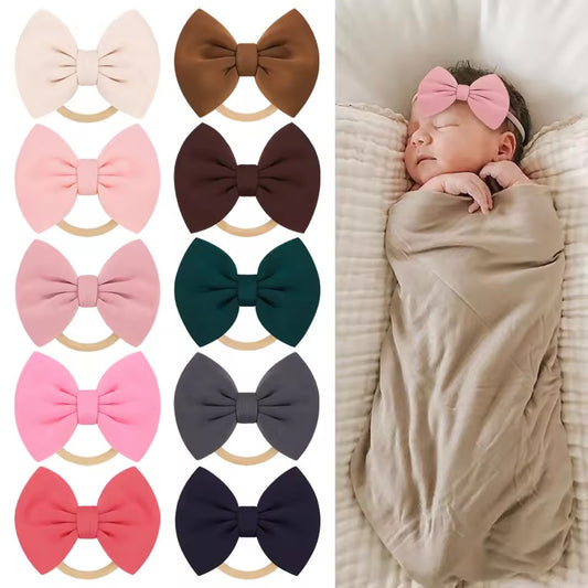 CURVEAR ®️Newborn Baby 4 piece Headband with Bow - Cute & Comfortable.