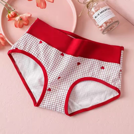 Curvear High-Waist Women's Cotton Panties - Breathable Body Shaper Underwear with Cute Prints, Soft Lingerie for Young Girls. 3 set