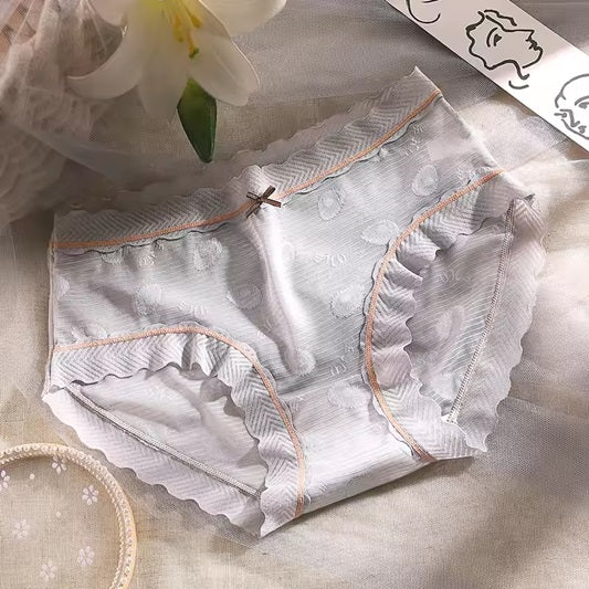 Curvear Sexy Lace Japanese Sweet Women Panties Mid Waist Avocado Color Sexy Lace Women Underwear Breathable Female Briefs. 2 set