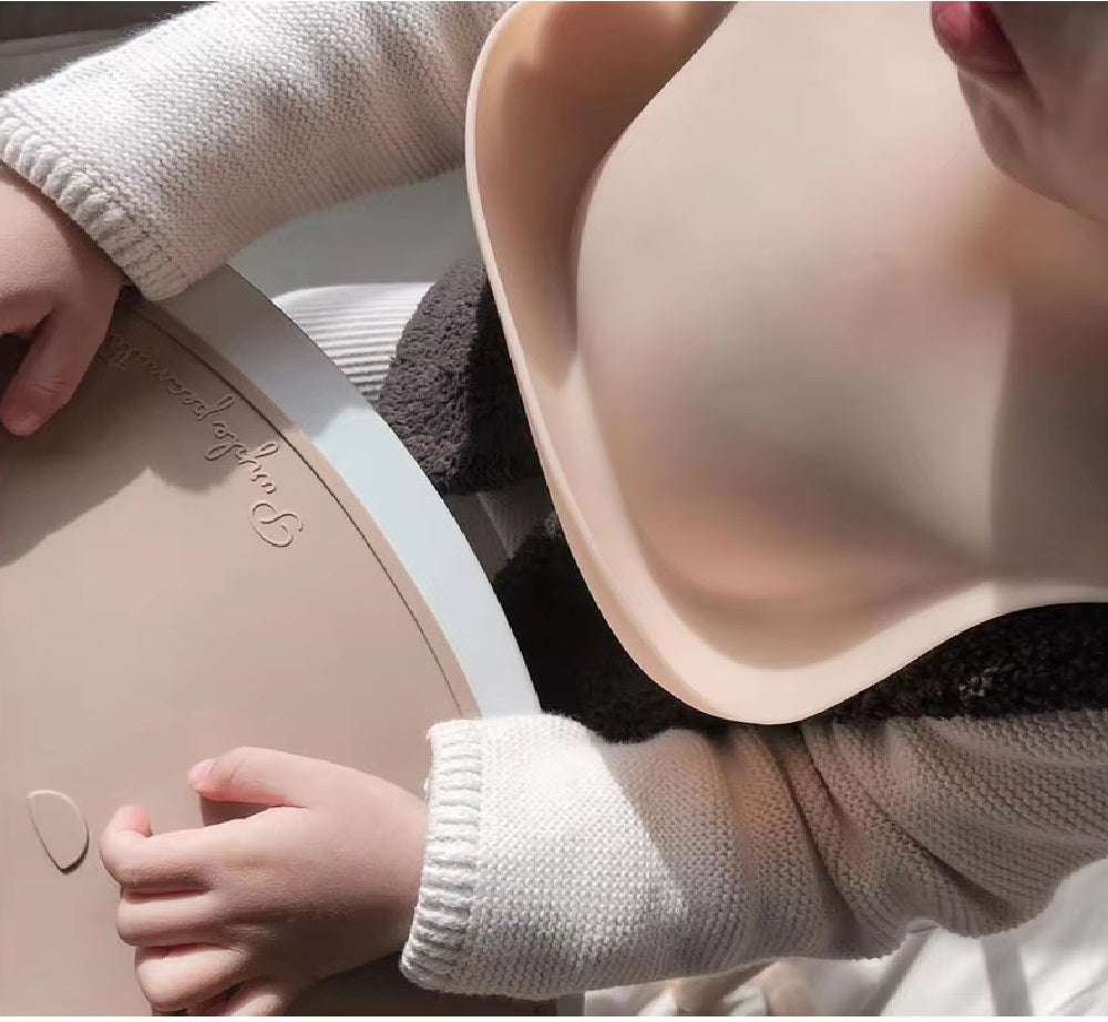 CURVEAR®️premium Adjustable Baby Silicone Bib, Waterproof, Soft Feeding Cloth for Newborns, Toddlers, Drooling Protection. Set of 2.