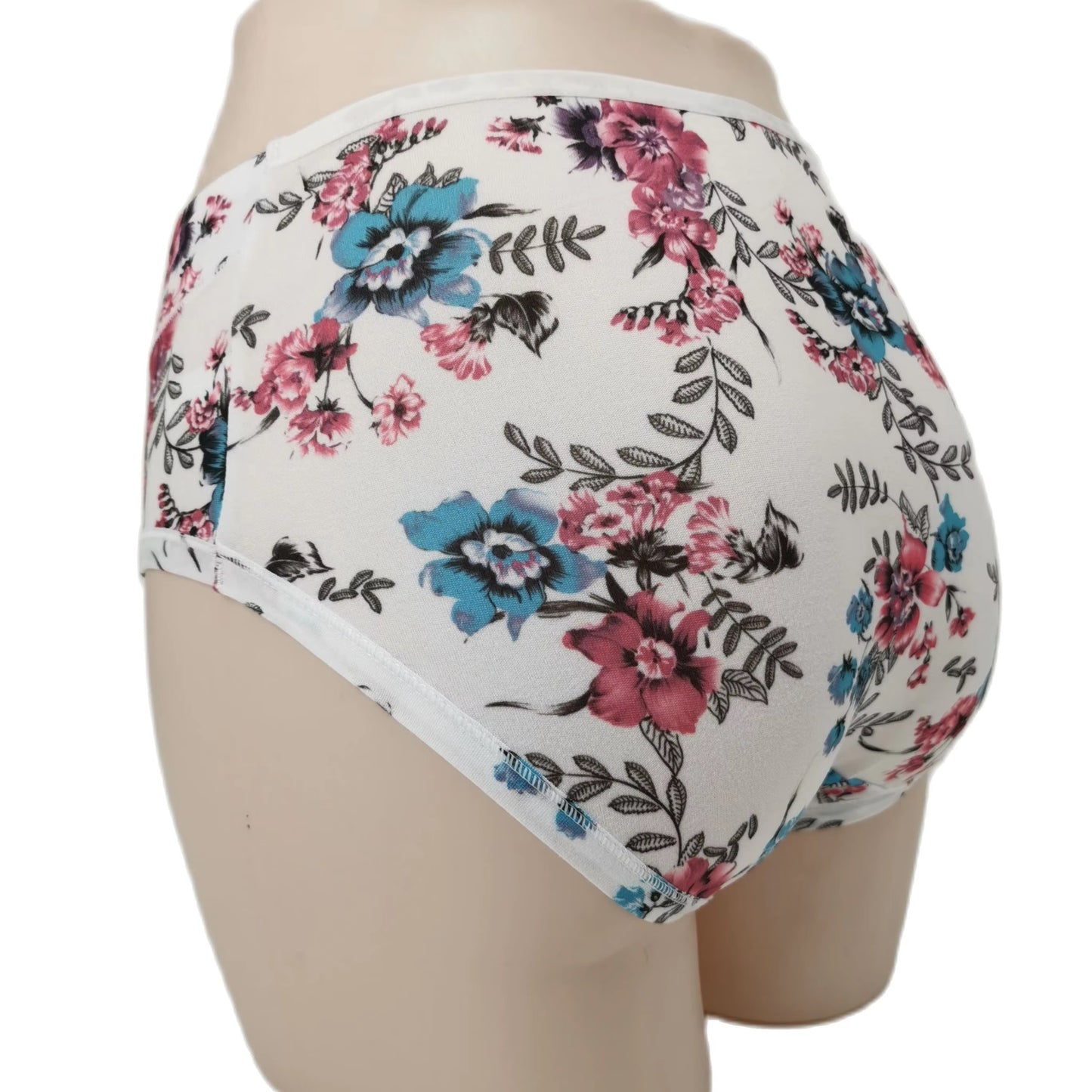 Curvear Floral Print Underwear Women's Panties Plus Size Women's Briefs Mid-waisted Women's Underpants Modal Panty Woman Flower Panty. pack of 3