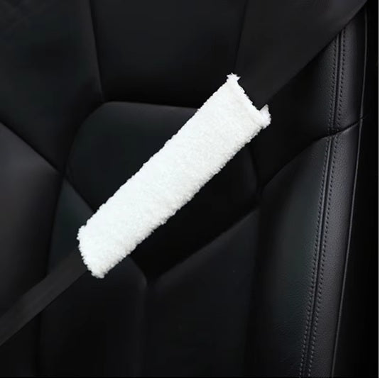 Curvear Winter Plush Cartoon Lamb Car Seat Belt Protective Cover Automobile Safety Belt Shoulder Protector for Baby Cute Car Accessories. 2 pack