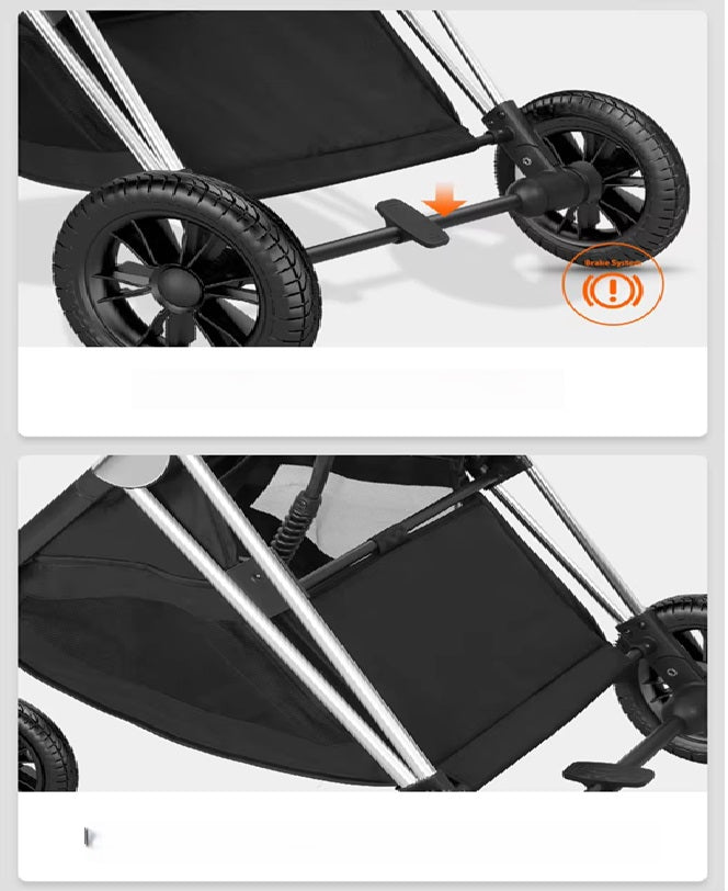 Curvear®️2 in 1 Convertible Baby Stroller, High Landscape Baby Stroller w/Reversible Seat, Removable Footmuff, Adjustable Backrest & Canopy, Foldable Infant Pram Stroller for 0-36 Months Babies, Pink.