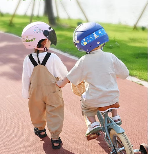 Curvear-3-16 years Electric Car Children's Helmet Summer Baby Cartoon Motorcycle Half Helmet Outdoor Skating Balance Board Safety Helmet.