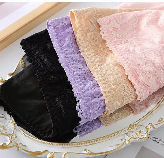 Curvear Women's Cotton Underwear Lace Panties Women's Solid Color Briefs High Waist Sexy Female Underpants Seamless Panties. 2 set