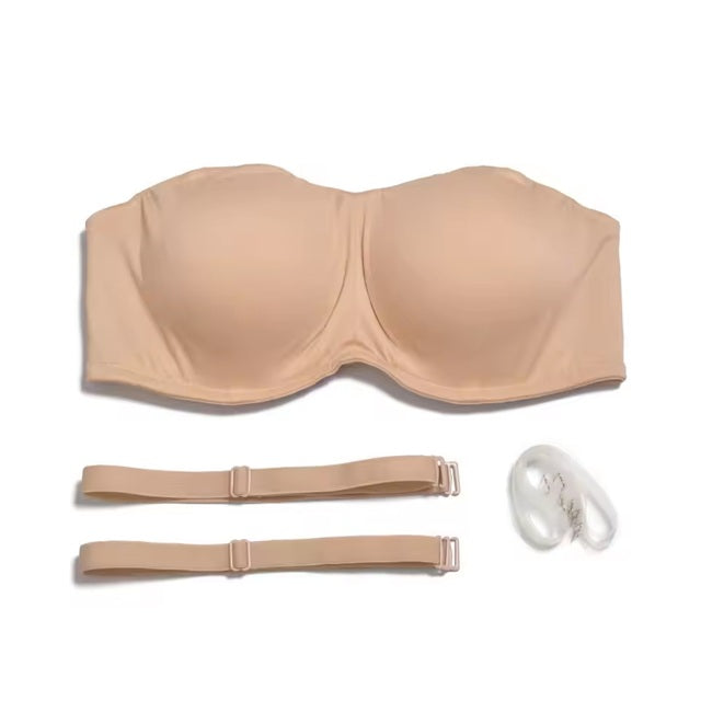 Curvear White Soft Strapless Bras with Adjustable Silicone, Padded, Comfort Fit, Quality Support, Seamless, Lightweight, Everyday Wear.