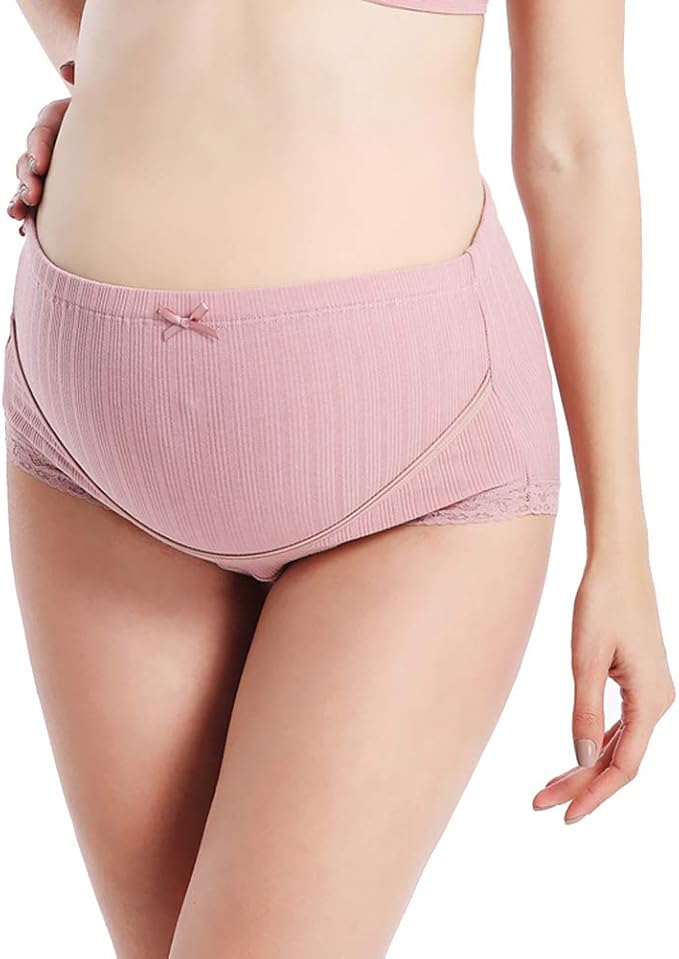 Curvear High Waist Cotton Panties for pregnant Women Over Bump Maternity Underwear Pregnancy Shorts Pants With Adjustable Elastic Band.