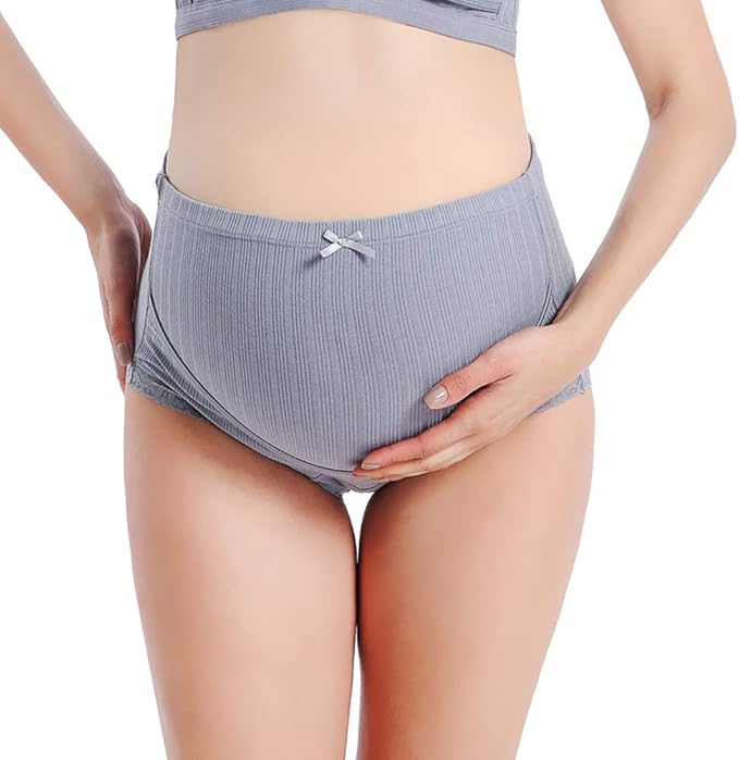 Curvear High Waist Cotton Panties for pregnant Women Over Bump Maternity Underwear Pregnancy Shorts Pants With Adjustable Elastic Band.