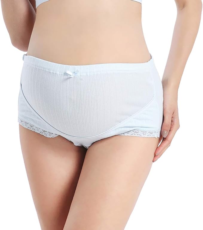 Curvear High Waist Cotton Panties for pregnant Women Over Bump Maternity Underwear Pregnancy Shorts Pants With Adjustable Elastic Band.