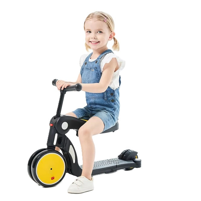 Curvear 5-in-1 Folding Scooter for Toddlers That Grows with Them | Multifunctional Vehicle with Convertible Two or Three Wheel Scooter and Kick Bike Configurations.