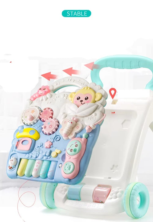 Curvear Sit to Stand Learning Walker, Multifunction Early Education Toys for Toddlers, Baby Walker for 1 Year Old Boys Girls with Kids Early Active Center & Removable Play Panel