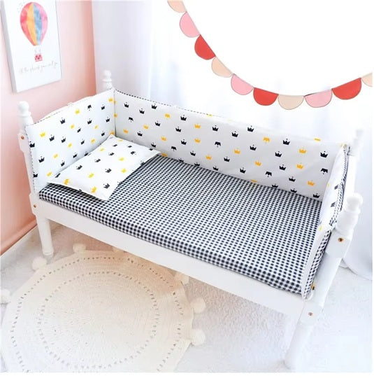 Curvear Removable Washable Bed Fence Pure Cotton Crib Surround Four Seasons Universal Foldable Bed Head Pad Cartoon Crib Baby Bedding.