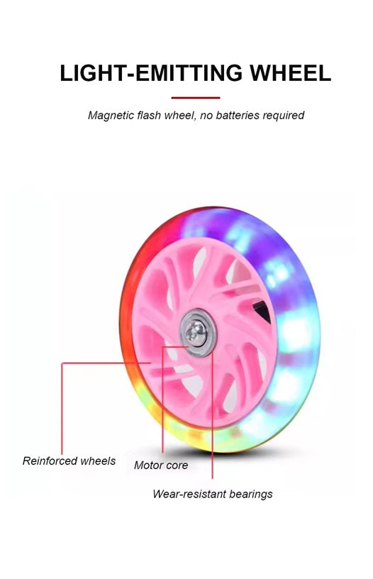 Curvear Baby Product Toys Children's Scooter Kids Balance Training Light Up 3 Wheels Foldable Kick Scooters For Kids Toddlers.