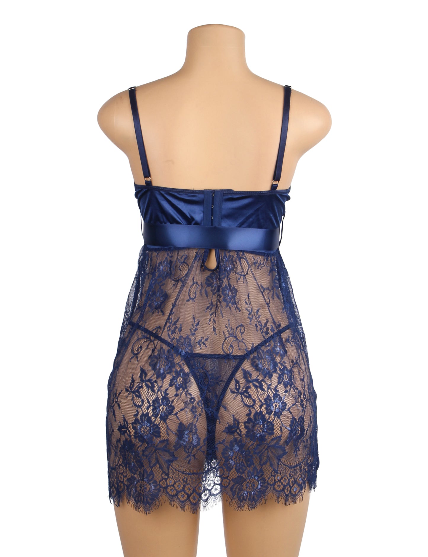 Women's Lace Babydoll Lingerie Set – Royal Blue Nightwear