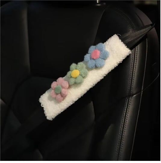 Curvear Winter Plush Cartoon Lamb Car Seat Belt Protective Cover Automobile Safety Belt Shoulder Protector for Baby Cute Car Accessories. 2 pack