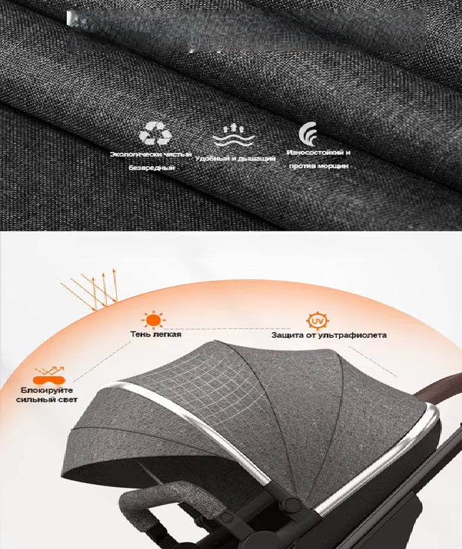 Curvear®️2 in 1 Convertible Baby Stroller, High Landscape Baby Stroller w/Reversible Seat, Removable Footmuff, Adjustable Backrest & Canopy, Foldable Infant Pram Stroller for 0-36 Months Babies, Pink.