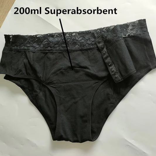 Curvear Side Buckle Plus Size Leak-Proof Maternity Underwear, Cotton 4-Layer for Incontinence and Menstrual Protection, Comfortable and Secure Fit.