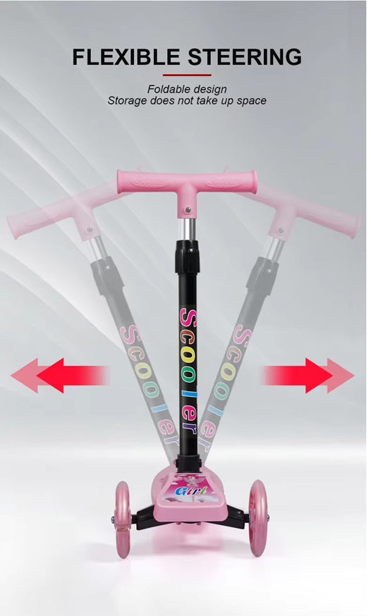 Curvear Baby Product Toys Children's Scooter Kids Balance Training Light Up 3 Wheels Foldable Kick Scooters For Kids Toddlers.
