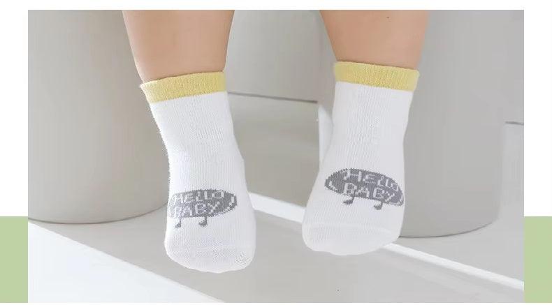 CURVEAR ®️2 Pairs of Non-Slip Baby Socks for 0-3 Years, Spring & Summer, Two-Color Design.