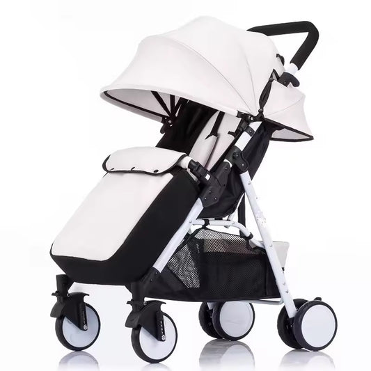 Curvear®️Baby Stroller Pram with 5-Point Safety Harness, Cushioned Seat, Multi-Level Recline, Easy Fold, Lightweight for 0-3 Years.
