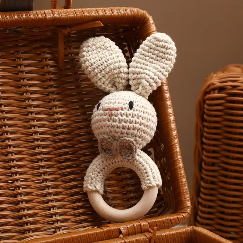 Curvear®️1Set Baby Silicone Pacifier Animal Rattle Rainbow Stacked Toys Newborn Souvenir Milestone Card Baby Birth Teething Gift Box Set