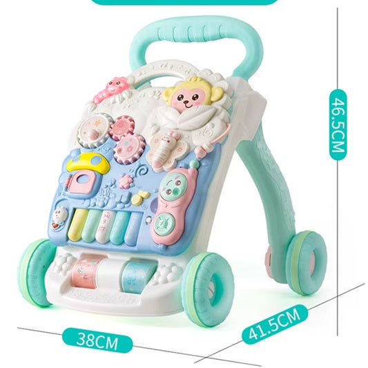 Curvear Sit to Stand Learning Walker, Multifunction Early Education Toys for Toddlers, Baby Walker for 1 Year Old Boys Girls with Kids Early Active Center & Removable Play Panel