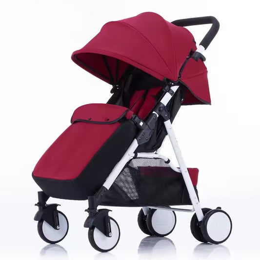 Curvear®️Baby Stroller Pram with 5-Point Safety Harness, Cushioned Seat, Multi-Level Recline, Easy Fold, Lightweight for 0-3 Years.