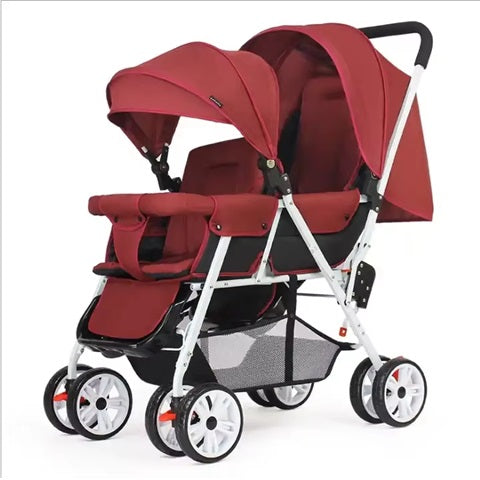 Curvear Stroller Buggy Lightweight Double Stroller with Independent Awning, Low Front Seat for Stroller, High Rear Seat, Stroller Foldable for Travel.