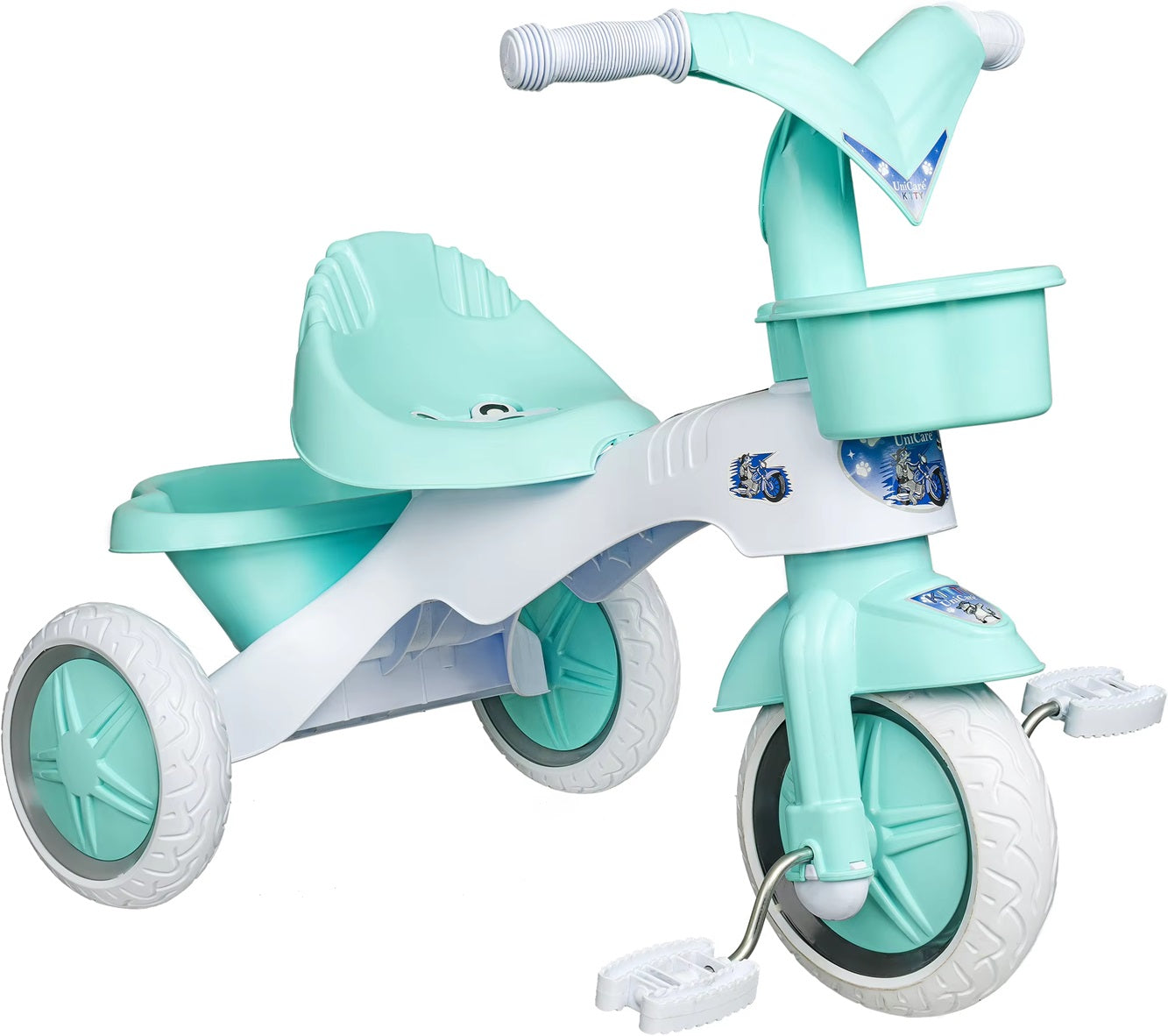 Curvear Kids Tricycle with Music, Light, Storage Basket, Safety Belt, Adjustable Height, Tricycle for Kids, Baby Cycle, Kids Tricycle for 12 Months to 5 Years.