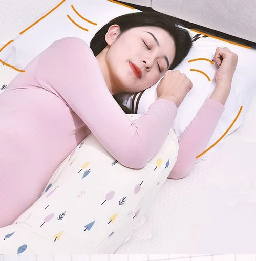 Curvear Pregnant Women Pillow Waist Support Side Sleep Maternity Pillow Soft Breathable Cotton Adjustable Pregnancy Pillow.
