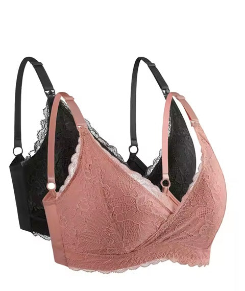 Curvear Pregnant Women Lace Breastfeeding Bra Summer Thin Section Cross Breastfeeding Bra Front Buckle Breastfeeding Underwear.