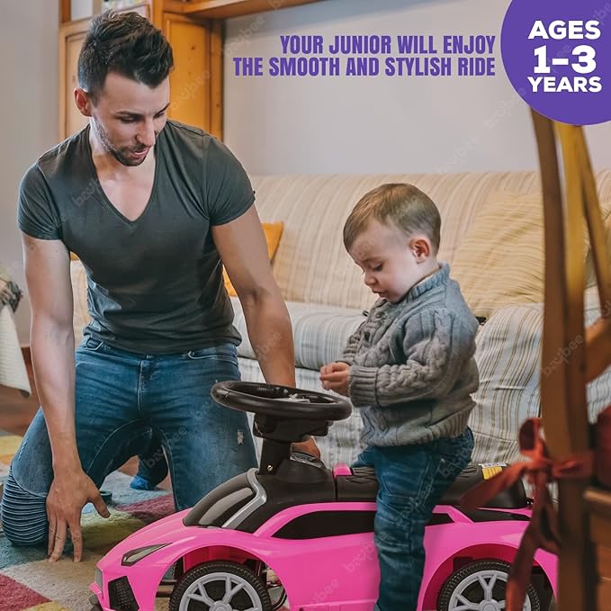 Curvear Lambo Push Ride on Car for Kids | Ride on Toy Kids Car with Music, Storage & Backrest | Ride on Baby Push Car for Baby Toddlers | Baby Car for Kids to Drive 1 to 3 Years Boy Girl.