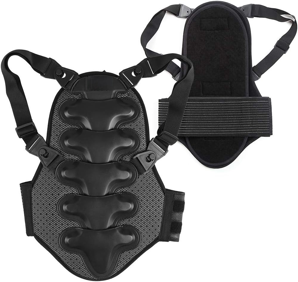 Curvear Back Protector, Motorcycle Back Protector Detachable Thick Pro Back Pad Cushion for Motorcycling Mountain Biking Skating Skiing