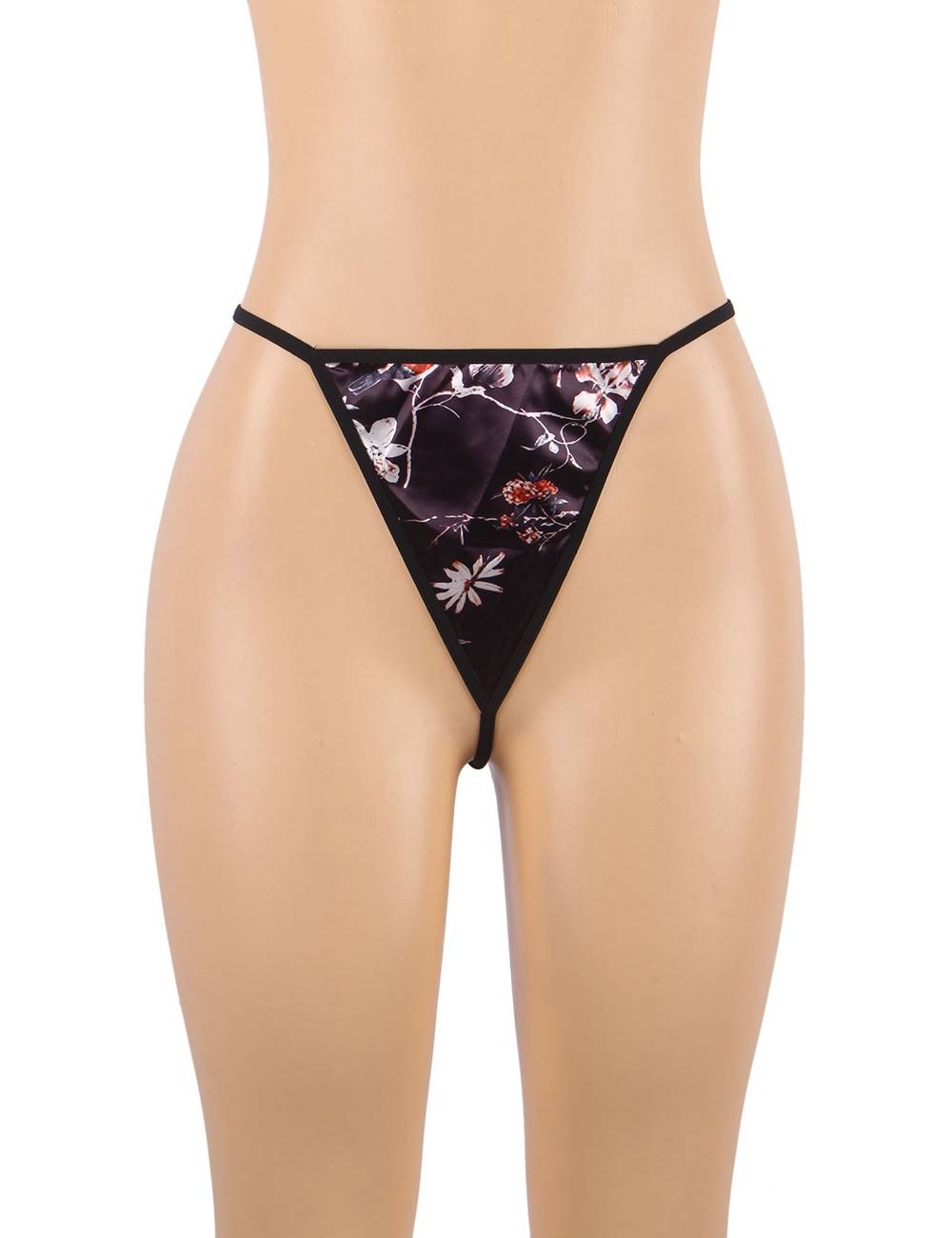 Women's Satin Kimono Robe – Floral Print Short Robe with Black Trim & Belt – Lightweight Silky Lounge & Sleepwear