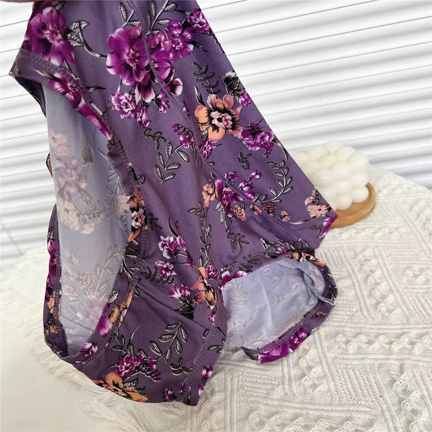 Curvear Floral Print Underwear Women's Panties Plus Size Women's Briefs Mid-waisted Women's Underpants Modal Panty Woman Flower Panty. pack of 3