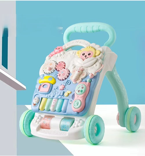 Curvear Sit to Stand Learning Walker, Multifunction Early Education Toys for Toddlers, Baby Walker for 1 Year Old Boys Girls with Kids Early Active Center & Removable Play Panel