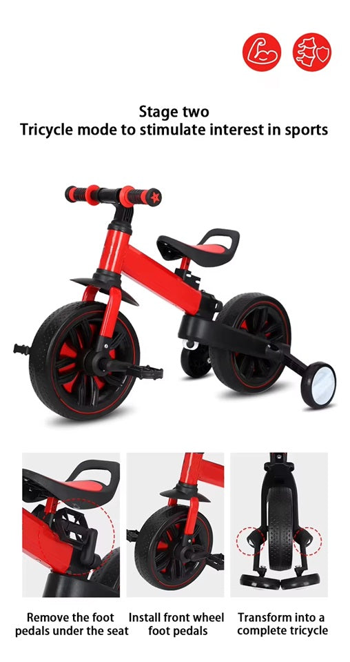Curvear Lightweight Portable 3-in-1 Kids Trikes Tricycle Ideal for 10 Months to 4 Years Old Boys Girls, Balance Training.