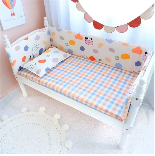 Curvear Removable Washable Bed Fence Pure Cotton Crib Surround Four Seasons Universal Foldable Bed Head Pad Cartoon Crib Baby Bedding.