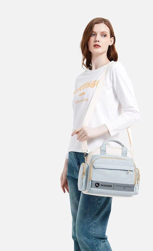 Curvear Fashion Color Matching Portable Mummy Bag Big Capacity Lady One Shoulder Bag Multi-functional Maternal Baby Supplies Storage Bag.