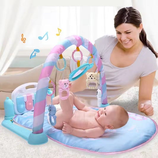 Curvear Baby Gym Play Mats for Floor Musical Activity Center Baby Piano Gym Mat Tummy Time Mat for Newborn, Gifts for Baby Newborn Toddler Infants Boys Girls 0-36 Months.