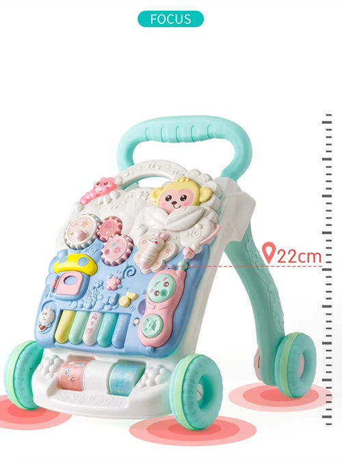 Curvear Sit to Stand Learning Walker, Multifunction Early Education Toys for Toddlers, Baby Walker for 1 Year Old Boys Girls with Kids Early Active Center & Removable Play Panel