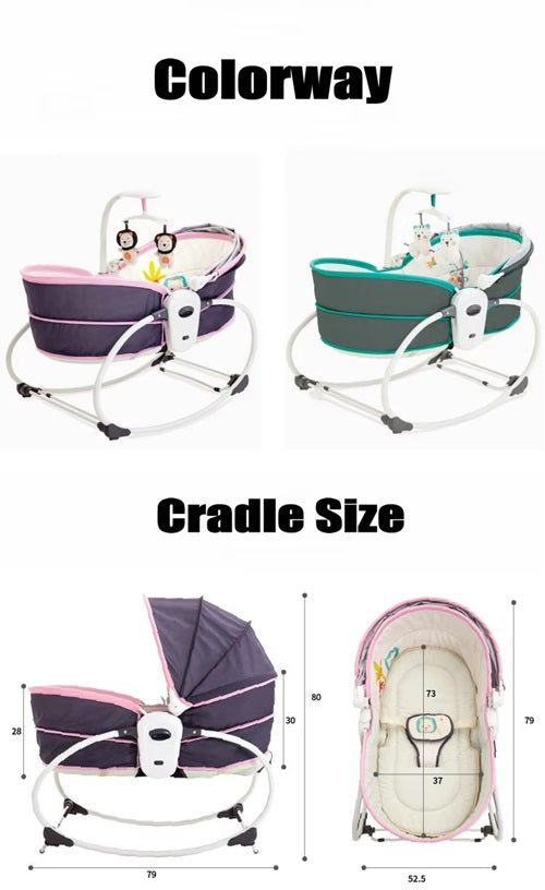 Curvear 5-in-1 Baby Bassinet Rocker Napper, Bounce Chair with Removable Bassinet & Soothing Melody Feature