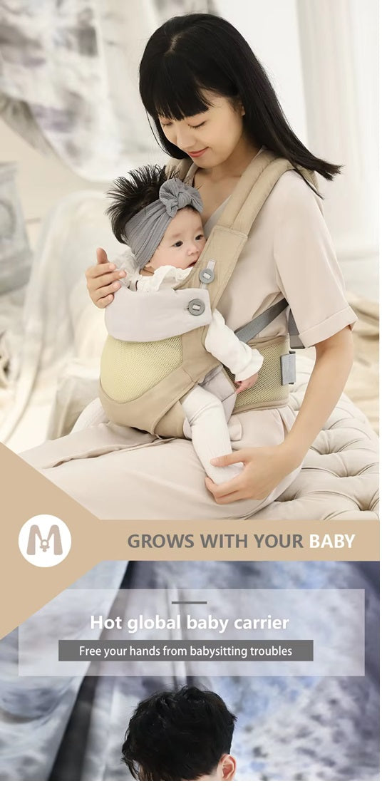 Soft 6 In 1 Green Baby Carrier With Lumbar Support For Baby With Pockets And Bib, 360 All-Position Baby Wrap Carrie.r Front And Back Backpack Carrier For Newborn Infant Toddler