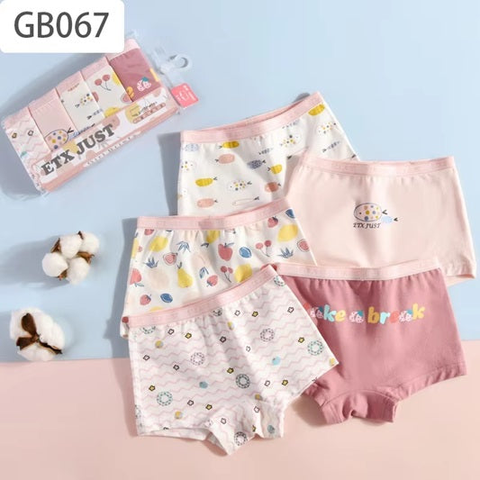 Curvear 5 Pcs Fashion Toddler Cartoon Underwear for Kids Girls Cotton Breathable Boxers Panties Teenage Lovely Apple Print Underpants. 5 pack