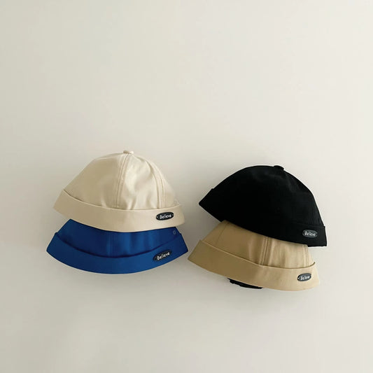 Curvear New Baby Hat Spring Autumn South Korea Baby Decorate Cap Thin Boy Girl Treasure Beanies Hats Solid Color Children Melon Caps.